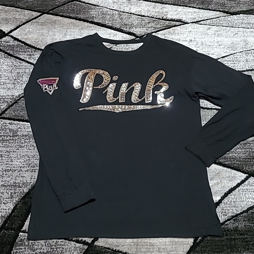 VS PINK BLING Open-Back Long-sleeve Tee Shirt